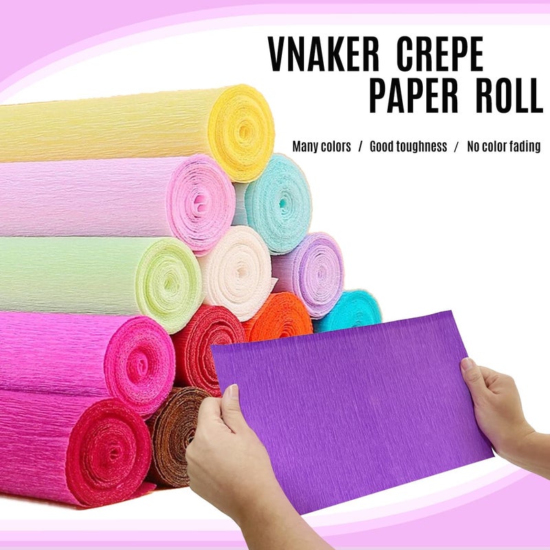 VNAKER Purple Crepe Paper Roll, 9.8Inch x 8.2Ft/3Rolls Crepe Paper Sheet for Flower Making, Valentine's Day, Wedding Ceremony, Birthday Holiday Halloween Party Decoration,DIY Craft(2Rolls) - Image 4